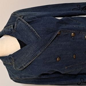 LRL Lauren Jeans Co/Ralph Lauren Denim Blazer/Velvet Applique Sleeves